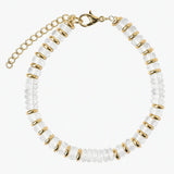 Natural Stone 6mm Disc Bead Gold Plated Bracelet Adjustable Chain Heishi Wheel Bead Gemstone Bracelet for Women #SB3142