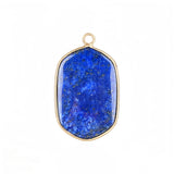 Gemstone Hexagonal Pendants for DIY Making Jewelry Luxury Gold Edge Crystal Stone Charms Women Gift #SP2059