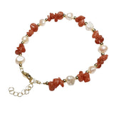 Natural Freshwater Pearl & Stone Bracelet Irregular Chip Crushed Stone Gold Plated Adjustable Chain Bracelet for Women #SB3157