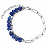 6MM Heart Shape Gemstone Paperclip Chain Bracelet Stainless Steel Adjustable Dainty Stackable Women Jewelry #SB3164