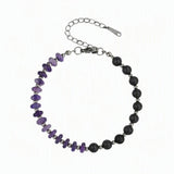 6MM Heishi Disc Spacer Round Bead Matte Onyx Gemstone Bracelet Silver Chain Adjustable #SB3145