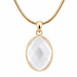 Faceted Oval Natural Crystal Gold Plated Pendant Necklace Snake Chain Multiple Stone Healing Stone Necklace