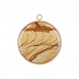 Handcrafted 30mm Natural Gemstone Pendant Necklace | Gold Bezel Healing Crystal Jewelry #SP2060