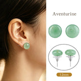12mm Healing Crystal Round Dome Stone Stud Earrings for Daily Energy & Style