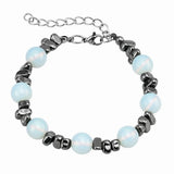 10MM Natural Gemstone & Hematite Adjustable Bracelet with Extension Chain - Unisex Healing Crystal Jewelry Gift for Men Women #SB3153