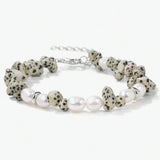 Handmade Healing Crystal Chip Bracelet Freshwater Pearl Beads Silver Extension Chain Women Fashion Stackable Bracelet #SB3136