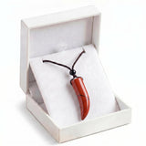 Opalite Ox-Horn Stone Pendant Necklace Adjustable Rope In Gift Box Healing Stone Choker for Men Women #SN2017