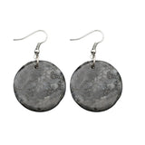 Natural Crystal Flat Round Disc Earrings, Genuine Gemstone Circle Coin Dangle Earrings, Minimalist Boho Healing Chakra Drop Jewelry Gift for Women