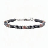 Hematite Heishi Disc Bead Bracelet 4MM Natural Multi‑Color Gemstone Accent Adjustable Unisex Stack Wrist Jewelry #SB3150