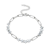 Natural Star Crystal Beaded Bracelet Stainless Steel Paperclip Chain Adjustable Multi‑Color Gemstone Bracelet Women Stacking #SB3162