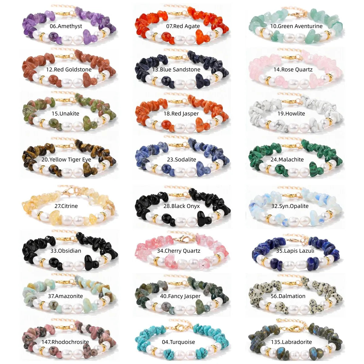 Wholesale Natural Gravel Stone Freshwater Pearl Bracelet Multi Color Crystal Beaded Bracelet Jewelry Gift for Women #SB3136
