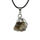 Healing Chakra Crystal Necklace for Women Men  Silver Cap  Irregular Rough Tumbled Stone Pendant Jewelry