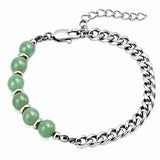 8MM Natural Stone Bead Stainless Steel Curb Chain Bracelet Unisex Healing Crystal Adjustable Men Women Stackable Jewelry #SB3152