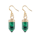 Natural Gemstone Hexagonal Prism Dangle Earrings For Women Girl Healing Chakra Crystal Bullet Point Drop Earrings Daily Wear #SPE2057