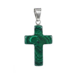 Natural Gemstone Cross Pendants 18x25mm Healing Crystal Stone Charms Handcrafted Spiritual Reiki Energy Protection