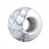 12mm Round Natural Gemstone Large Hole Beads, 5mm Big Hole Polished Stone Ball Beads for DIY Jewelry Making