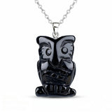 25mm Healing Crystal Owl Gemstone Necklace for Women men Hand Craved Animal Charms Jewelry Healing Chakra SN2329
