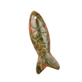 Handmade Craved Sculpted Fish Gemstone Pendant for Making Jewelry 15x40mm Stone Charm