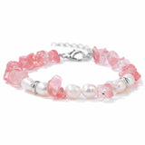 Handmade Healing Crystal Chip Bracelet Freshwater Pearl Beads Silver Extension Chain Women Fashion Stackable Bracelet #SB3136
