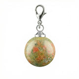 10MM Gemstone Round Ball Pendant Bag Charms for DIY Making Jewelry Silver Lobster Clasp Crystal Sphere Healing Chakra