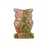 25mm Gemstone Owl Carving | Hand-Polished Crystal Animal Sculpture Home Decor Gift