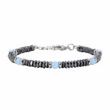 Hematite Heishi Disc Bead Bracelet 4MM Natural Multi‑Color Gemstone Accent Adjustable Unisex Stack Wrist Jewelry #SB3150