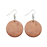 Natural Crystal Flat Round Disc Earrings, Genuine Gemstone Circle Coin Dangle Earrings, Minimalist Boho Healing Chakra Drop Jewelry Gift for Women