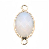 13x18mm Faceted Oval Gemstone Connectors Charms with Double Loops for DIY Jewelry Making #SP2053