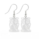 Hand Carved Crystal Owl Pendant Dangle Earrings for Women Men 25MM Animal Fashion Drop Ear Jewelry #PE2329