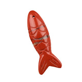 Handmade Craved Sculpted Fish Gemstone Pendant for Making Jewelry 15x40mm Stone Charm