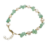 Natural Freshwater Pearl & Stone Bracelet Irregular Chip Crushed Stone Gold Plated Adjustable Chain Bracelet for Women #SB3157