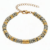 Natural Heishi Disc Stone Bead Bracelet Gold Spacer Beads Adjustable Chain Healing Gemstone Handmade Jewelry For Women #SB3139