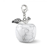 20mm Natural Gemstone Apple Charm with Lobster Clasp Crystal Beads for DIY Jewelry SP1371
