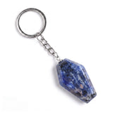 Natural Gemstone Coffin Keychain - Faceted Healing Crystal Gothic Key Ring & Bag Charm