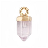 Mini Hexagonal Point Crystal Pendant Natural Stone Bullet Shape Charm for DIY Jewelry Making Necklace Earrings Supplies