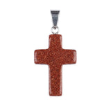 Natural Gemstone Cross Pendants 18x25mm Healing Crystal Stone Charms Handcrafted Spiritual Reiki Energy Protection