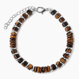 Natural Stone Disc Bead Silver Plated Bracelet Adjustable Chain Heishi Wheel Bead Gemstone Bracelet for Women #SB3142