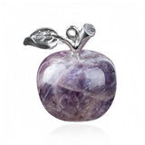 Handmade Craved 20MM Natural Gemstone Apple Keychain Healing Chakra Crystal Stone Charms Key Ring for Women & Girls