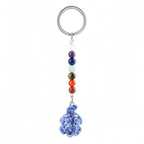 Healing Energy 7 Chakra Natural Crystal Turtle Keychain  Handcrafted Gemstone Bag Charm KC2311