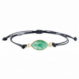 Natural Marquise Faceted Crystal Bracelet Adjustable Black Wax Rope Braided Healing Gemstone Unisex Handmade Jewelry #SB3128
