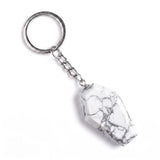 Natural Gemstone Coffin Keychain - Faceted Healing Crystal Gothic Key Ring & Bag Charm