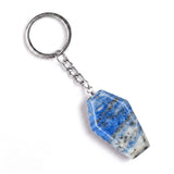Natural Gemstone Coffin Keychain - Faceted Healing Crystal Gothic Key Ring & Bag Charm