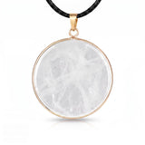 Handcrafted 30mm Natural Gemstone Pendant Necklace 45cm Black Cord | Gold Bezel Healing Crystal Jewelry #SN2060