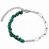 Healing Crystal Chips Stone Paperclip Link Bracelet Dainty Layering Handmade Bracelet Multiple Stone Options #SB3165