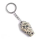 Natural Gemstone Coffin Keychain - Faceted Healing Crystal Gothic Key Ring & Bag Charm