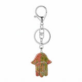 Spiritual Hamsa Hand Key Ring – Natural Stone Healing Amulet KC0671