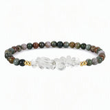 4mm Natural Gemstone Round Bead Stretch Bracelet With Clear Quartz Chip Crystal & Gold Spacers Unisex Healing Stackable Wristband Multi‑Stone Gift #SB3144