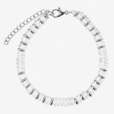 Natural Stone Disc Bead Silver Plated Bracelet Adjustable Chain Heishi Wheel Bead Gemstone Bracelet for Women #SB3142