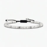 Dainty 4MM Gemstone Heishi Braided Bracelet Silver Accent Spacer Beads Handmade Woven Stackable Bracelet for Women #SB3151