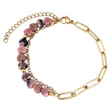 6MM Heart Shape Gemstone Paperclip Chain Bracelet Gold Stainless Steel Adjustable Dainty Stackable Women Jewelry #SB3164